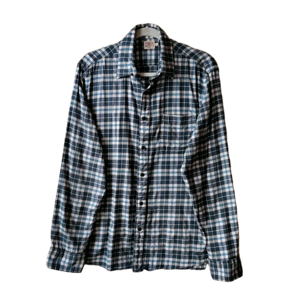 Faherty Men's Shirt Plaid Pima Cotton Blend Button-Down Size Large